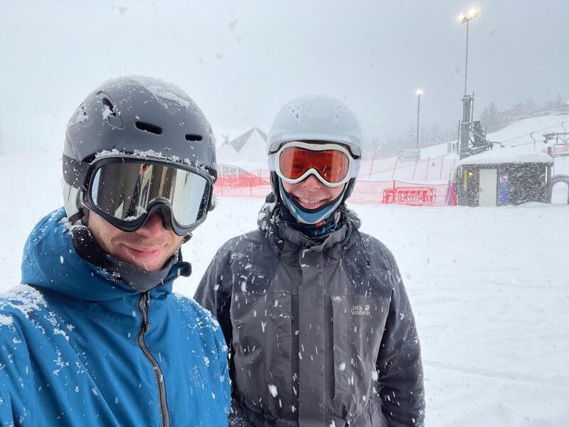 Snowboarding with Helmut