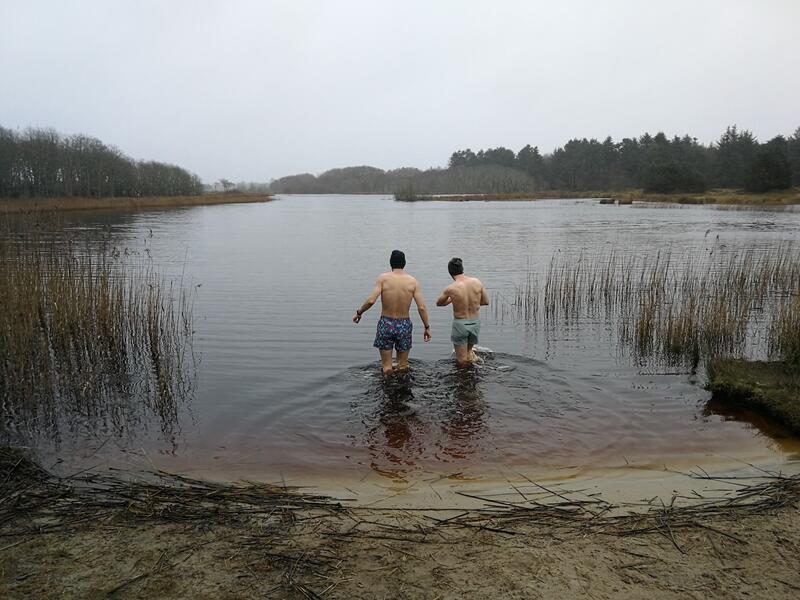 Friend and I doing a cold plunge in a VERY cold lake in Denmark in January