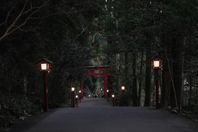 Toori gate surrounded by woods, in Hakone